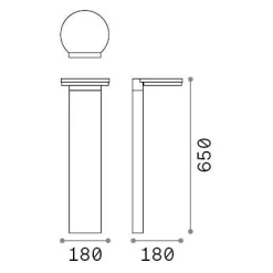 Ideal-Lux - Lampada outdoor PATH PT ROUND 3000K, 18 x 18 x h65 cm,<Dmora New