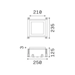 Ideal-Lux - Lampada outdoor TAURUS PT D21 WIDE SQUARE, 24 x 25 x h13 cm,<Dmora Online
