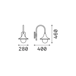Ideal-Lux - Lampada outdoor CIMA AP1 COFFEE, 28 x 46 x h40 cm,<Dmora Discount
