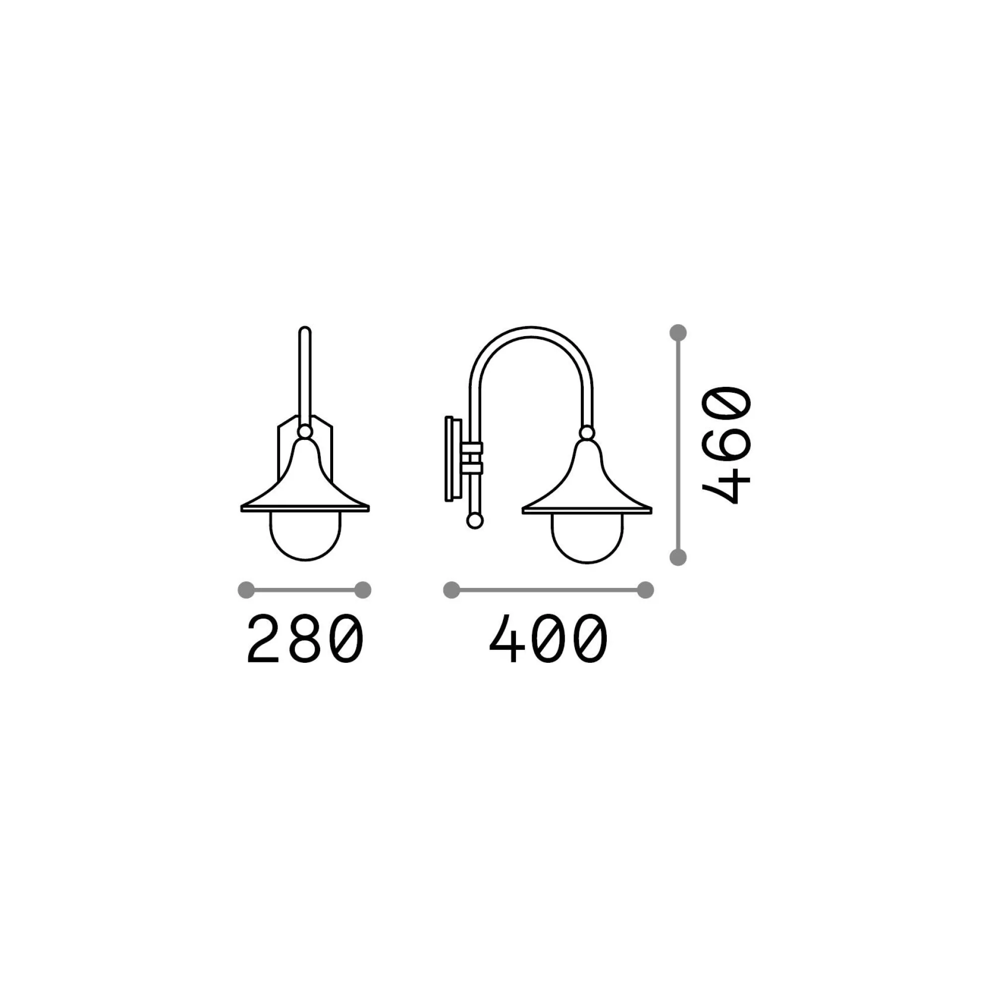 Ideal-Lux - Lampada outdoor CIMA AP1 COFFEE, 28 x 46 x h40 cm,<Dmora Discount