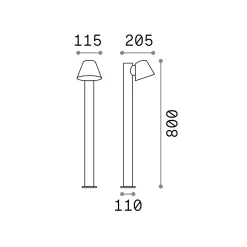 Ideal-Lux - Lampada outdoor GAS PT1 , 12 x 21 x h80 cm,<Dmora Shop