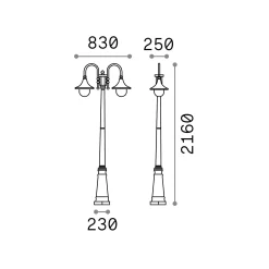 Ideal-Lux - Lampada outdoor CIMA PT2 , 83 x 25 x h216 cm,<Dmora Hot