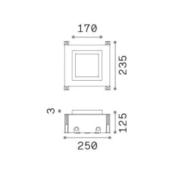 Ideal-Lux - Lampada outdoor TAURUS PT D17 WIDE SQUARE, 25 x 24 x h13 cm,<Dmora Hot