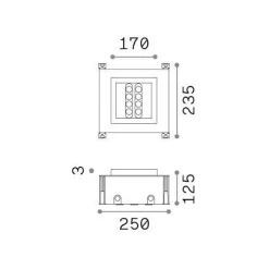 Ideal-Lux - Lampada outdoor TAURUS PT D17 ACCENT SQUARE, 25 x 24 x h13 cm,<Dmora Online