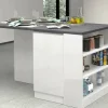 Isola da cucina Abern, 160x90h90 cm, Bianco lucido e Ardesia<Dmora Outlet