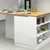 Isola da cucina Abern, 160x90h90 cm, Bianco lucido e Rovere<Dmora Cheap