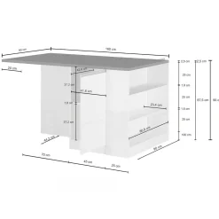 Isola da cucina Abern, 160x90h90 cm, Antracite e Ardesia<Dmora Clearance