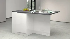 Isola da cucina Abern, 160x90h90 cm, Bianco lucido e Ardesia<Dmora Outlet
