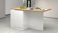 Isola da cucina Abern, 160x90h90 cm, Bianco lucido e Rovere<Dmora Cheap