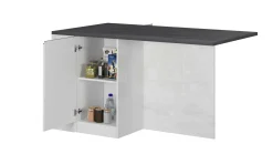 Isola da cucina Abern, 160x90h90 cm, Bianco lucido e Ardesia<Dmora Outlet