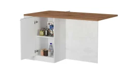 Isola da cucina Abern, 160x90h90 cm, Bianco lucido e Rovere<Dmora Cheap