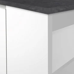Isola da cucina Abern, 160x90h90 cm, Bianco lucido e Ardesia<Dmora Outlet
