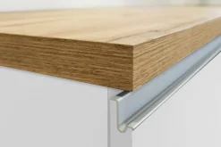 Isola da cucina Abern, 160x90h90 cm, Bianco lucido e Rovere<Dmora Cheap