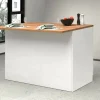 Isola da cucina Analiza, 125x90h90 cm, Bianco lucido e Rovere<Dmora Sale