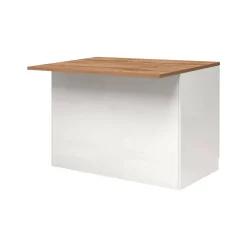 Isola da cucina Analiza, 125x90h90 cm, Bianco lucido e Rovere<Dmora Sale