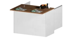 Isola da cucina Analiza, 125x90h90 cm, Bianco lucido e Rovere<Dmora Sale