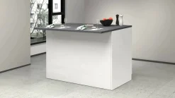 Isola da cucina Daffaticat, 125x90h90 cm, Bianco lucido e Ardesia<Dmora Hot