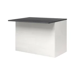 Isola da cucina Daffaticat, 125x90h90 cm, Bianco lucido e Ardesia<Dmora Hot