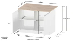 Isola da cucina Daffaticat, 125x90h90 cm, Bianco lucido e Ardesia<Dmora Hot