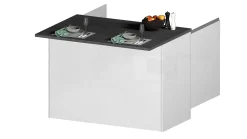 Isola da cucina Daffaticat, 125x90h90 cm, Bianco lucido e Ardesia<Dmora Hot