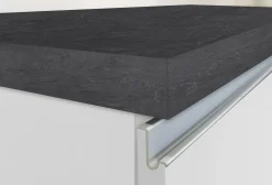 Isola da cucina Daffaticat, 125x90h90 cm, Bianco lucido e Ardesia<Dmora Hot