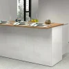 Isola da cucina Tartaro, 155x90h90 cm, Bianco lucido e Rovere<Dmora Shop