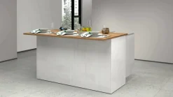 Isola da cucina Tartaro, 155x90h90 cm, Bianco lucido e Rovere<Dmora Shop