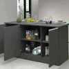 Isola da cucina Tartaro, 155x90h90 cm, Antracite e Ardesia<Dmora Discount