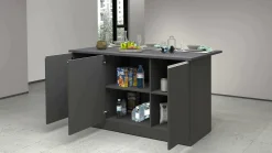 Isola da cucina Tartaro, 155x90h90 cm, Antracite e Ardesia<Dmora Discount