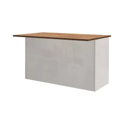 Isola da cucina Tartaro, 155x90h90 cm, Bianco lucido e Rovere<Dmora Shop