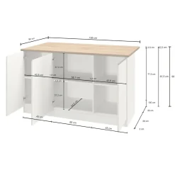 Isola da cucina Tartaro, 155x90h90 cm, Antracite e Rovere<Dmora Cheap