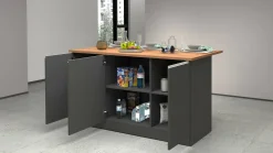 Isola da cucina Tartaro, 155x90h90 cm, Antracite e Rovere<Dmora Cheap
