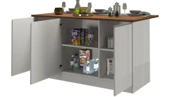 Isola da cucina Tartaro, 155x90h90 cm, Bianco lucido e Rovere<Dmora Shop
