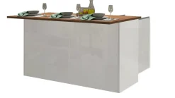 Isola da cucina Tartaro, 155x90h90 cm, Bianco lucido e Rovere<Dmora Shop