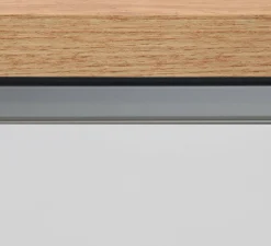 Isola da cucina Tartaro, 155x90h90 cm, Bianco lucido e Rovere<Dmora Shop