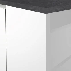 Isola da cucina Tartaro, 155x90h90 cm, Bianco lucido e Ardesia<Dmora Sale