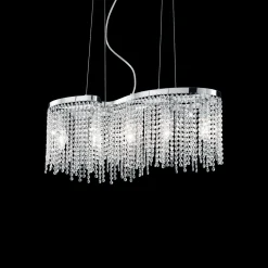 Lampada a sospensione, Lampadario, Luminare sospeso, Lampada a pendente, 65x19h40 cm, Cromo<Dmora Online