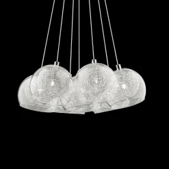 Lampada a sospensione, Lampadario, Luminare sospeso, Lampada a pendente, 38x38h33 cm, Cromo<Dmora New