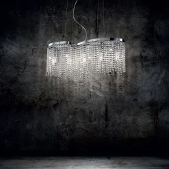 Lampada a sospensione, Lampadario, Luminare sospeso, Lampada a pendente, 65x19h40 cm, Cromo<Dmora New