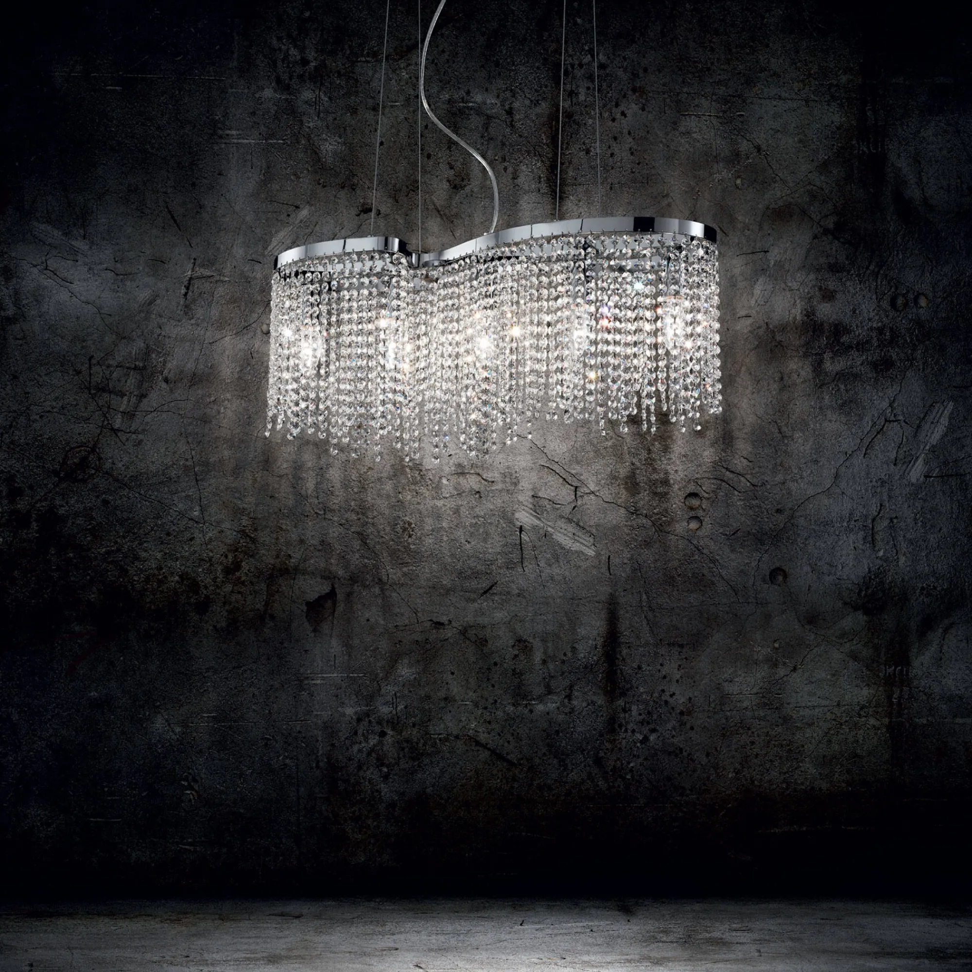 Lampada a sospensione, Lampadario, Luminare sospeso, Lampada a pendente, 65x19h40 cm, Cromo<Dmora New
