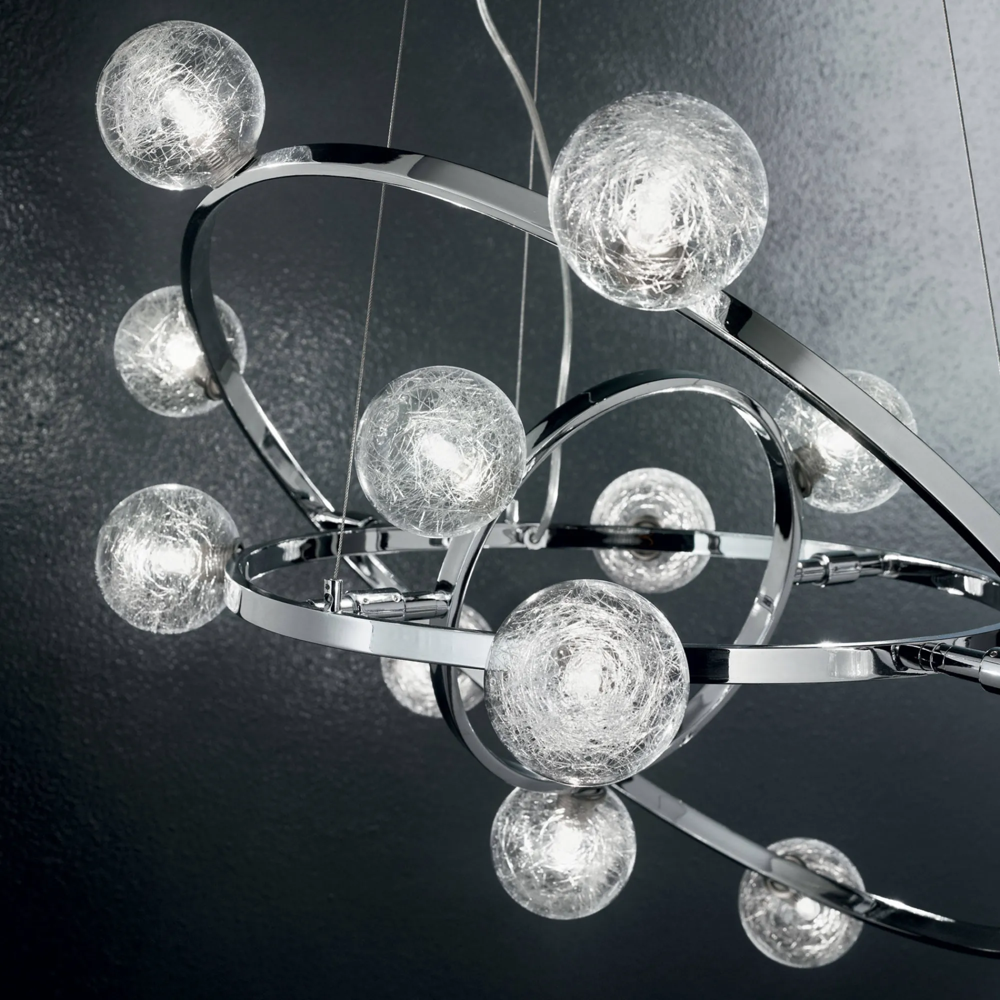 Lampada a sospensione, Lampadario, Luminare sospeso, Lampada a pendente, 61x61h36 cm, Cromo<Dmora Store