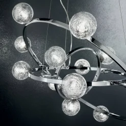 Lampada a sospensione, Lampadario, Luminare sospeso, Lampada a pendente, 61x61h36 cm, Cromo<Dmora Online