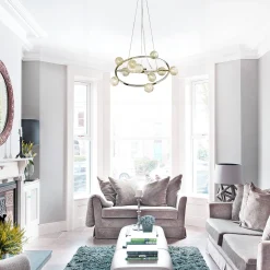 Lampada a sospensione, Lampadario, Luminare sospeso, Lampada a pendente, 61x61h36 cm, Cromo<Dmora Online