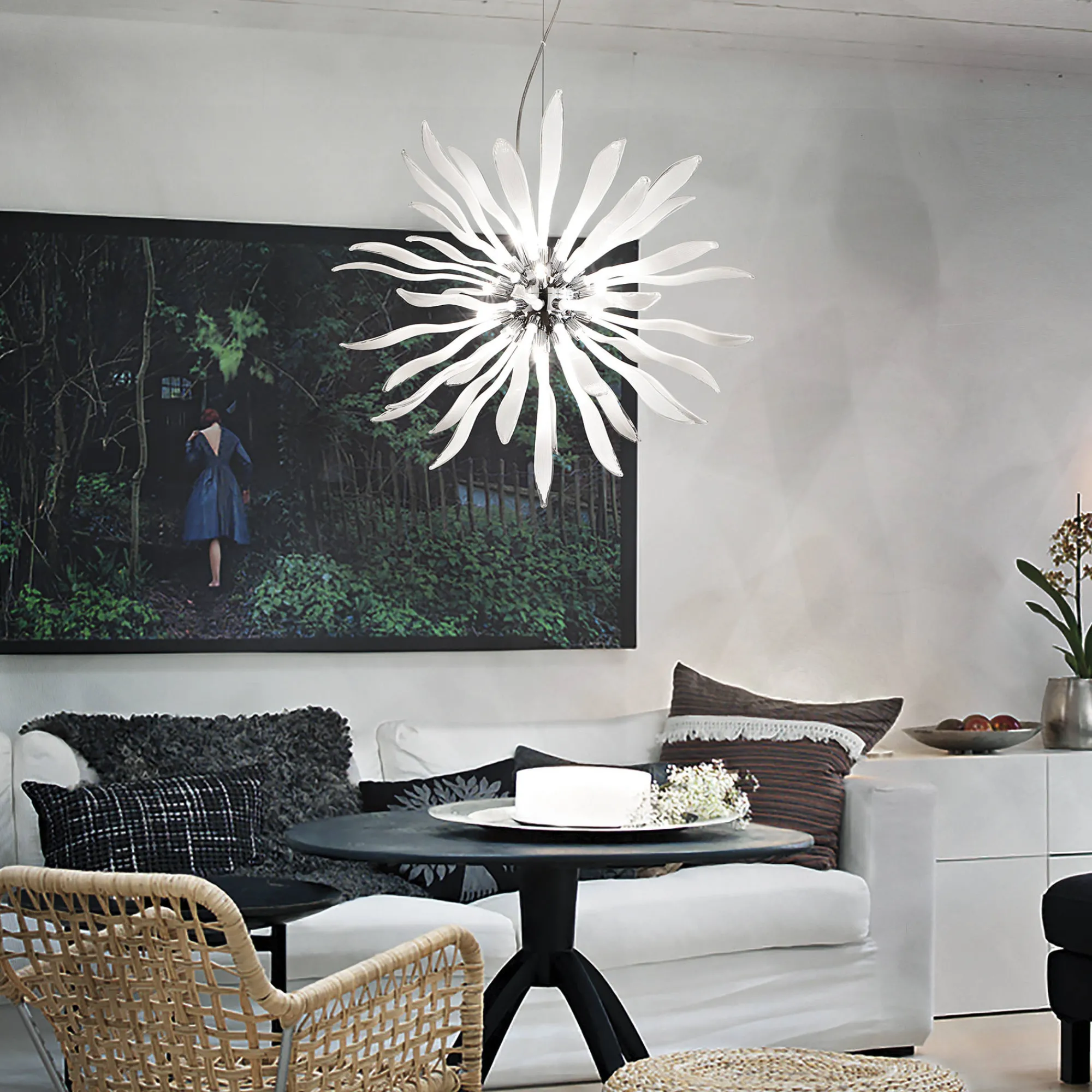 Lampada a sospensione, Lampadario, Luminare sospeso, Lampada a pendente, 50x50h65 cm,<Dmora Online