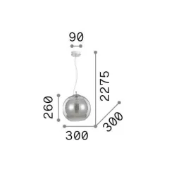 Lampada a sospensione NEMO SP1 D30 FUME', Lampadario, Luminare sospeso, Lampada a pendente, 30x30h53 cm,<Dmora Store