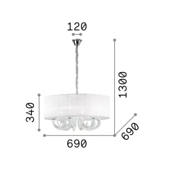 Lampada a sospensione SWAN SP6, Lampadario, Luminare sospeso, Lampada a pendente, 69x69h59 cm,<Dmora Best