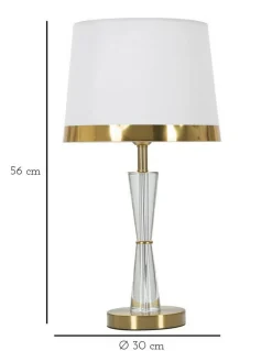 Lampada da tavolo Arriccio, 30x30 h56 cm, Bianco e Oro<Dmora Cheap