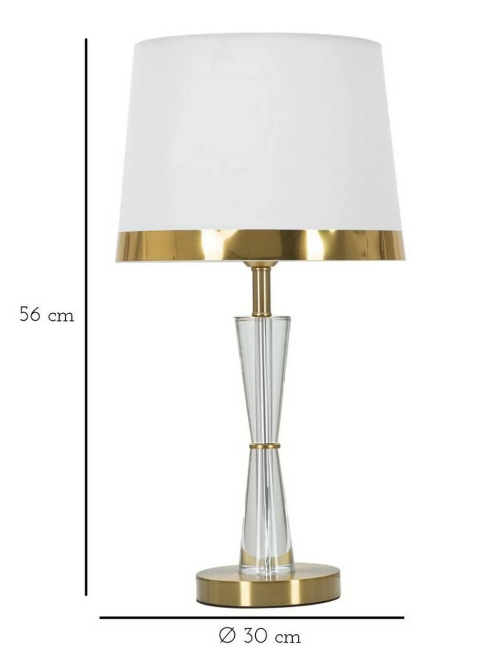 Lampada da tavolo Arriccio, 30x30 h56 cm, Bianco e Oro<Dmora Cheap