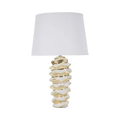 Lampada da tavolo Ashcan, 33x33 h53 cm, Bianco e Oro<Dmora Cheap