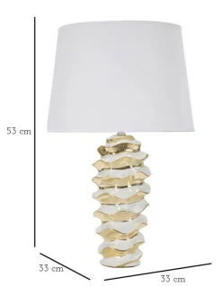 Lampada da tavolo Ashcan, 33x33 h53 cm, Bianco e Oro<Dmora Cheap